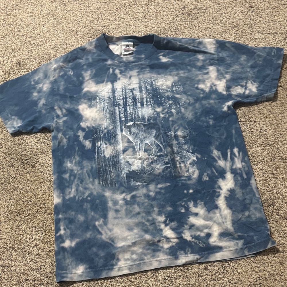 Blue Tie-Dye Wolf Graphic T-Shirt